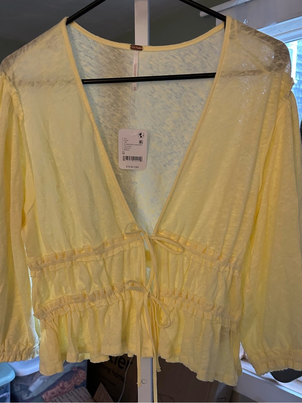 Free People light weight top that ties in front.  color is Summertime Lemonade